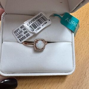Effy collection 14k Rose Gold Opal and Diamond Accent ring